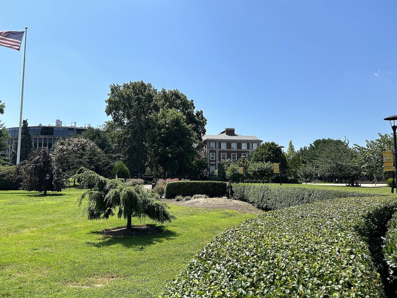 Adelphi University campus quad with the Science Building and Blodgett Hall, Garden City, New York