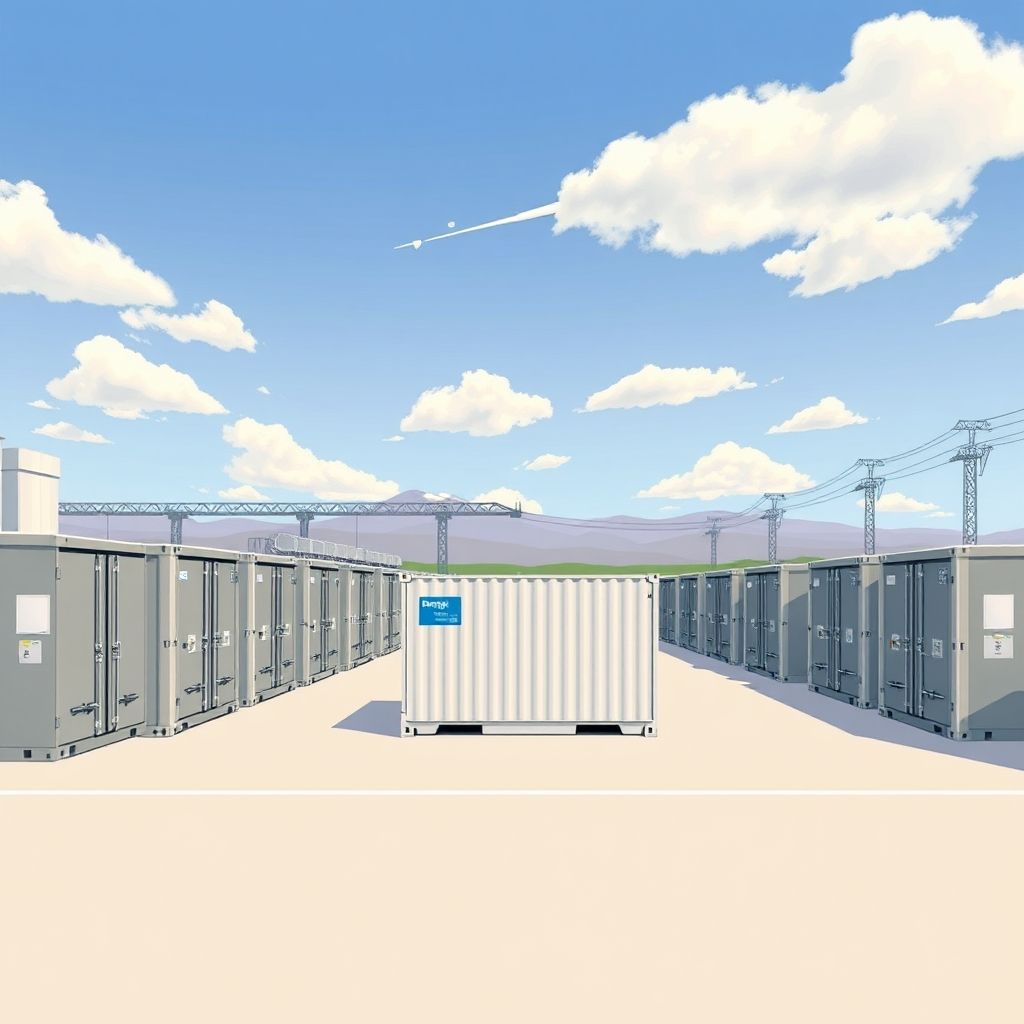 AI-generated illustration: Australia’s battery durations stretch to eight hours as chemistries shift