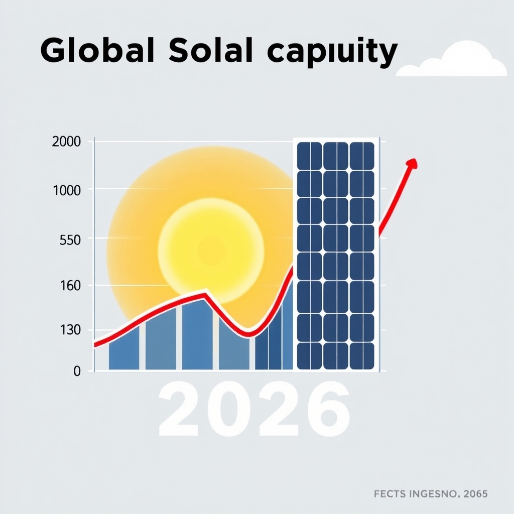 AI-generated illustration: BloombergNEF forecasts 584 GW global solar installations for 2026