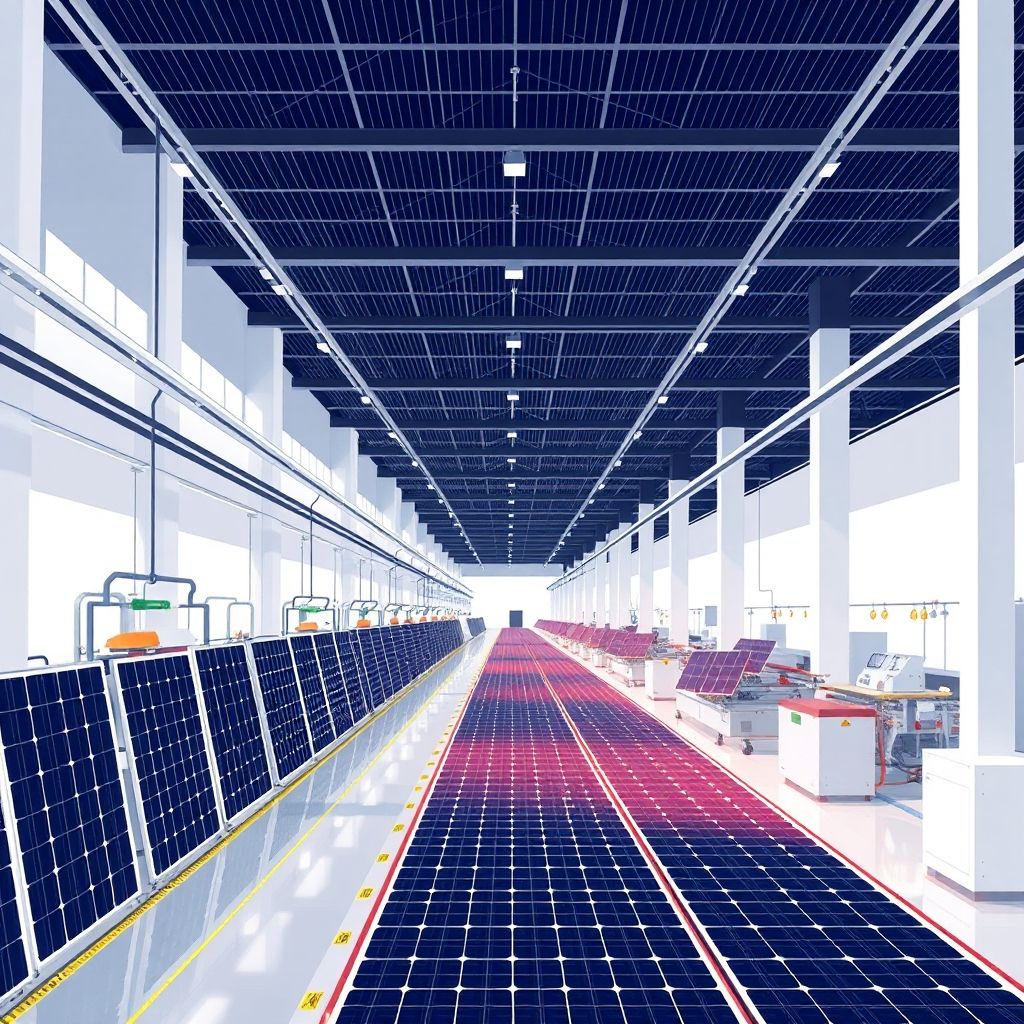AI-generated illustration: Ecoprogetti CEO: 1-3 GW is the new minimum for viable solar factories