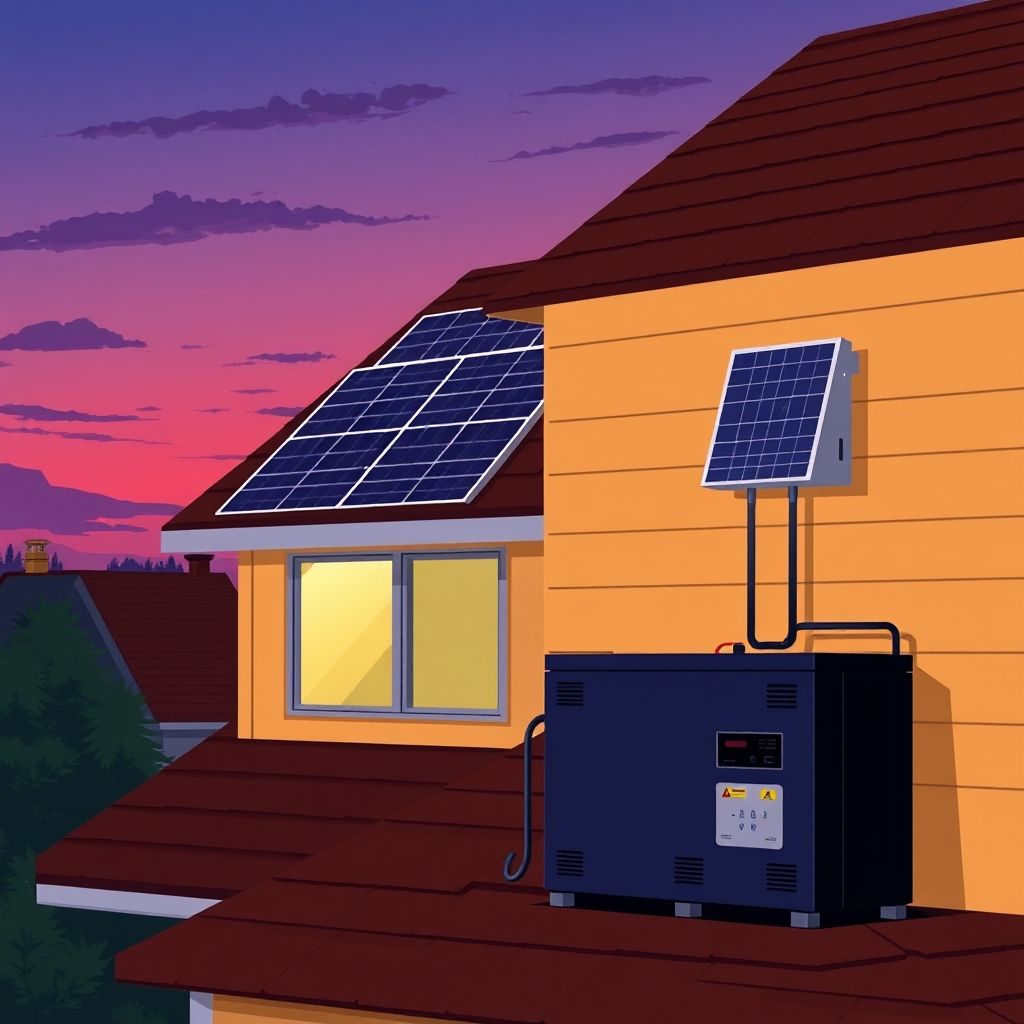AI-generated illustration: Ember proposes hybrid rooftop solar subsidies for 15–25 GWh storage