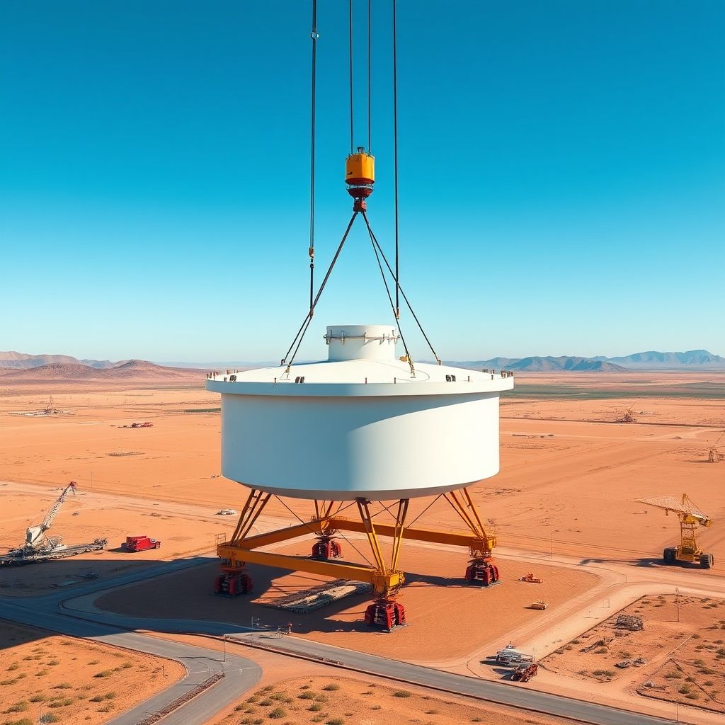 AI-generated illustration: Fortescue erects first self-lifting wind towers at Nullagine project