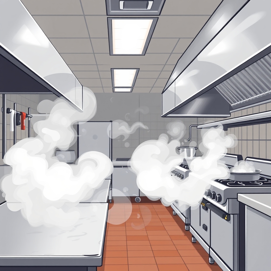 AI-generated illustration: Gas Kitchens Expose Chefs to Pollution 10x Above Safety Limits