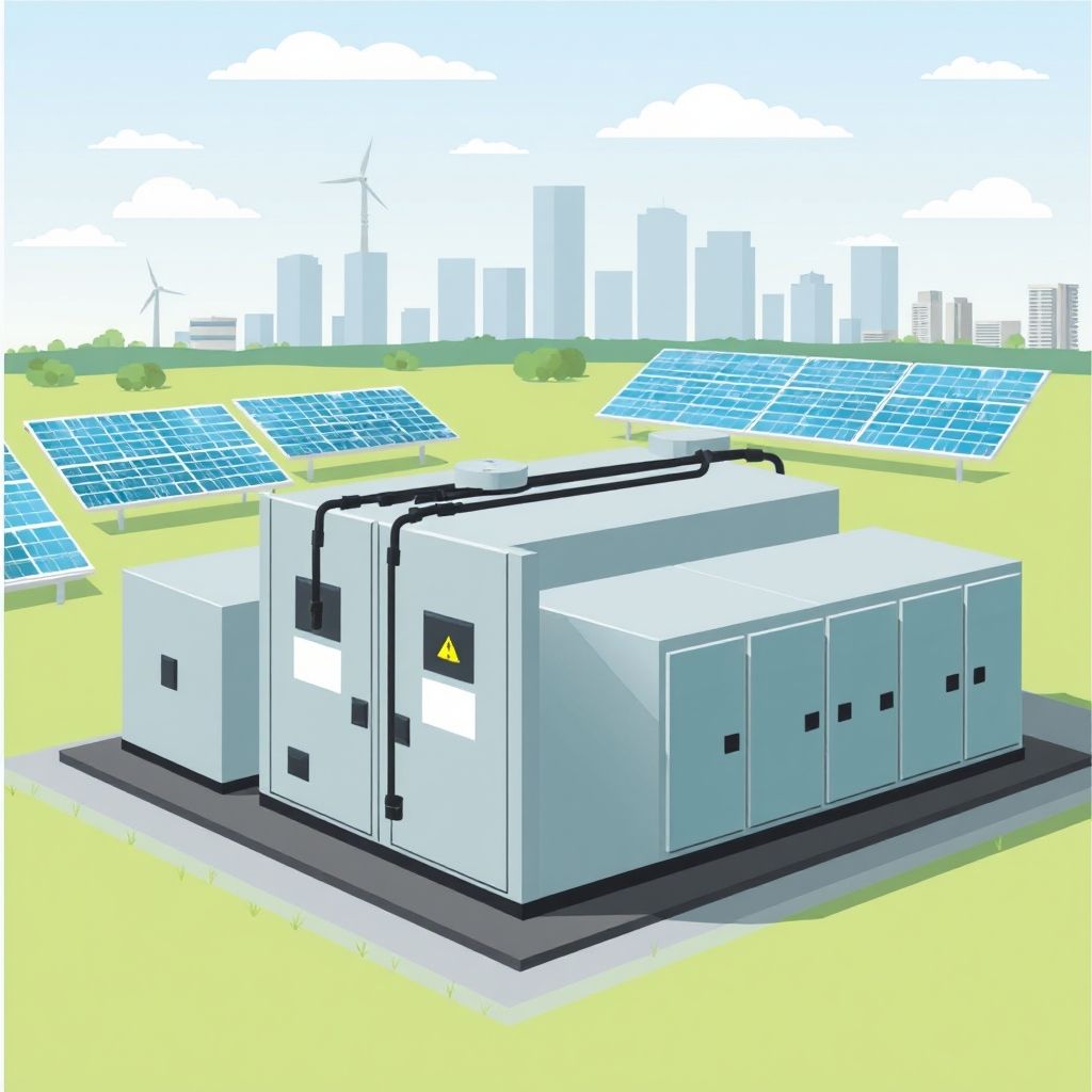 AI-generated illustration: Illinois battery auction yields 600 MW, far short of 2030 target