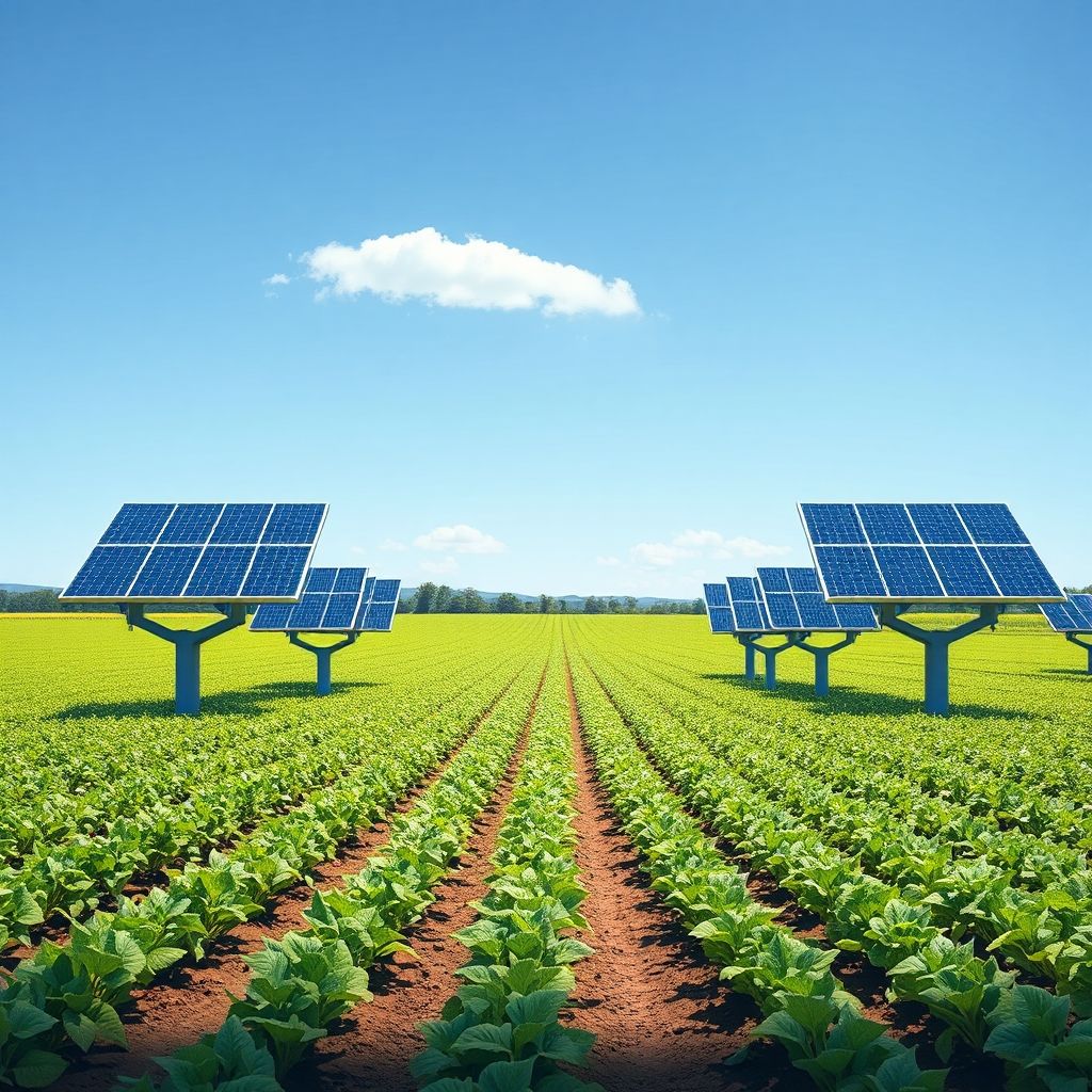 AI-generated illustration: India drafting agrivoltaics policy targeting 5 GW capacity