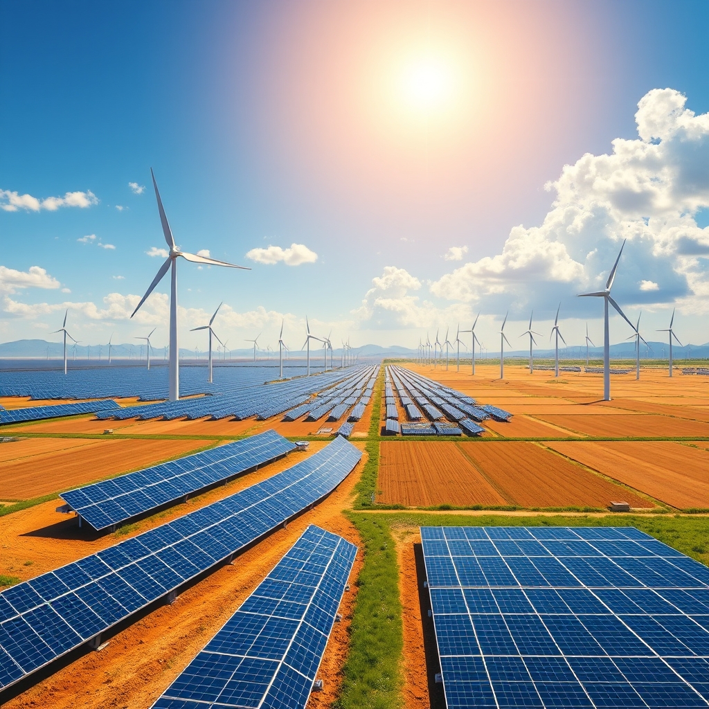 AI-generated illustration: India faces land acquisition hurdles for solar and wind net-zero targets