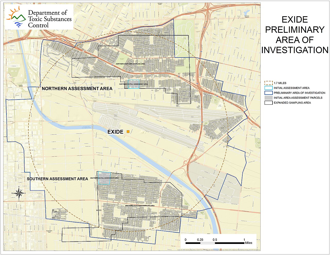 Exide Preliminary Area of Investigation map.