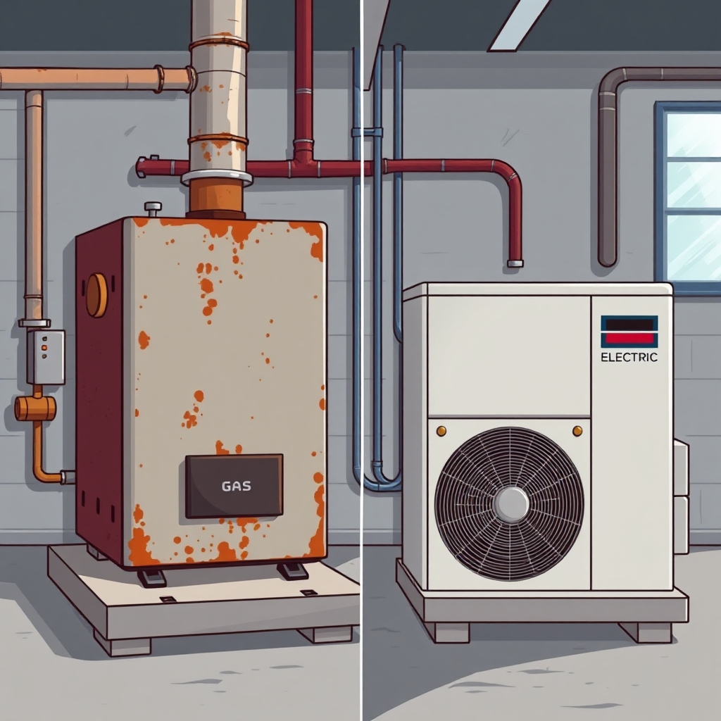 AI-generated illustration: Industrial heat pumps quietly replace gas in Australian commercial buildings