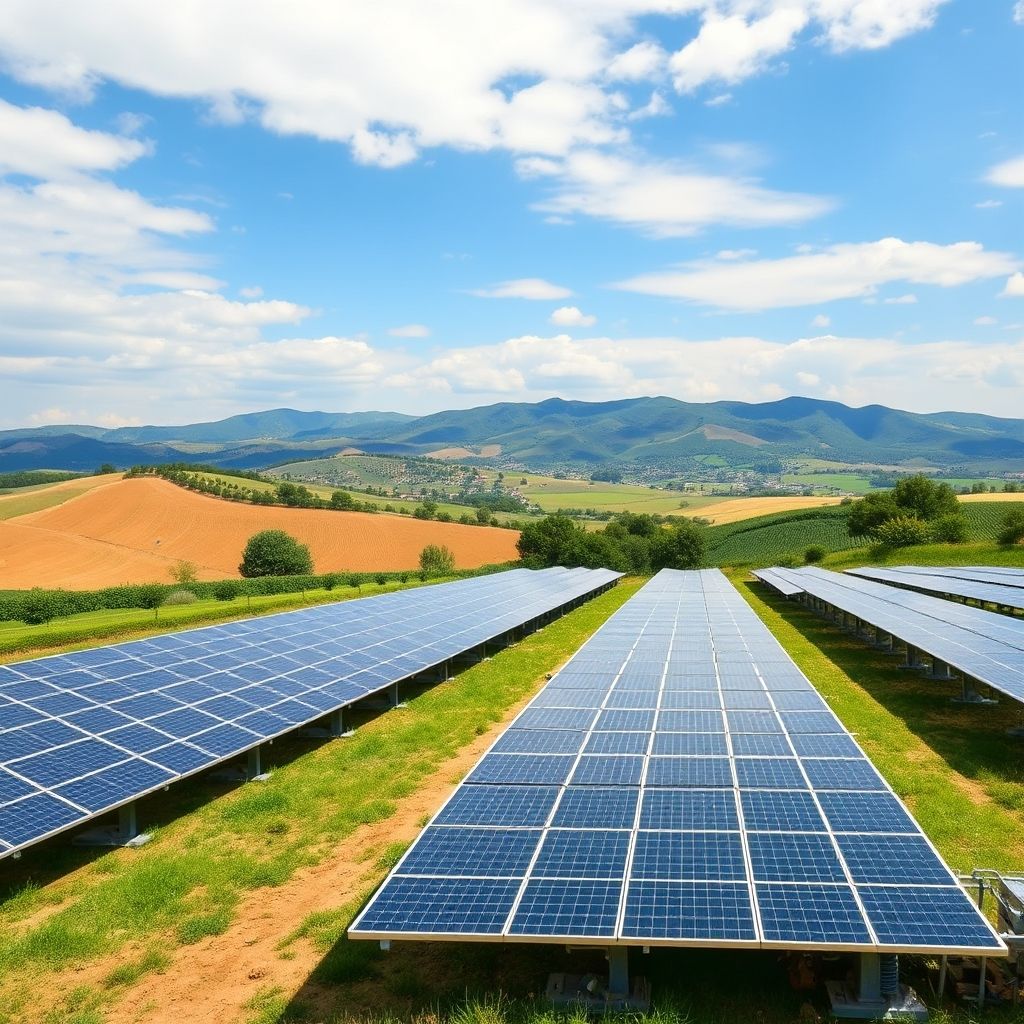AI-generated illustration: Italy’s ground-mounted solar land use reached 2,798 hectares in 2025