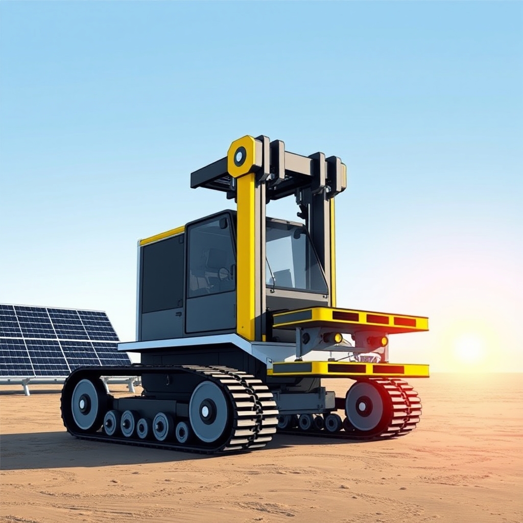 AI-generated illustration: Leapting Launches Autonomous Forklift for Utility-Scale Solar Module Transport