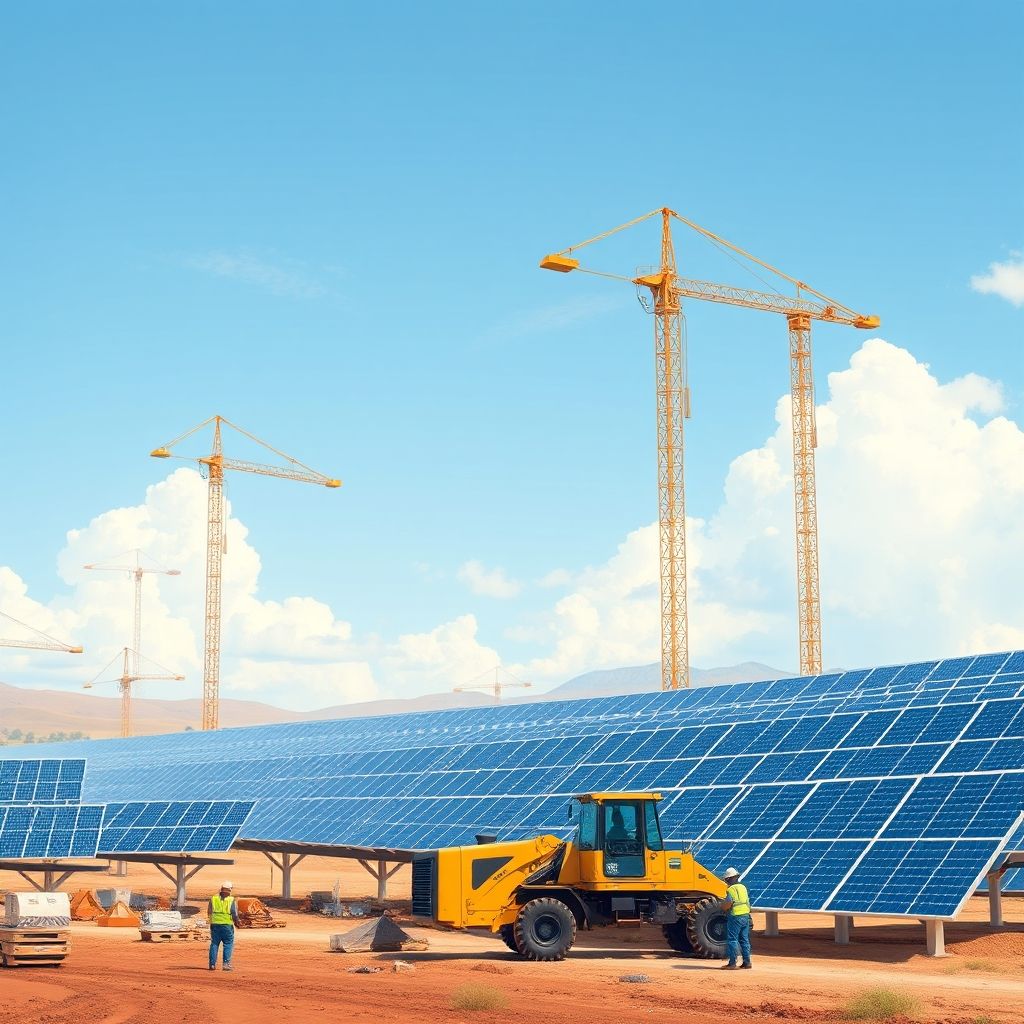 AI-generated illustration: Lightsource bp targets 22% solar construction cost cut via new techniques