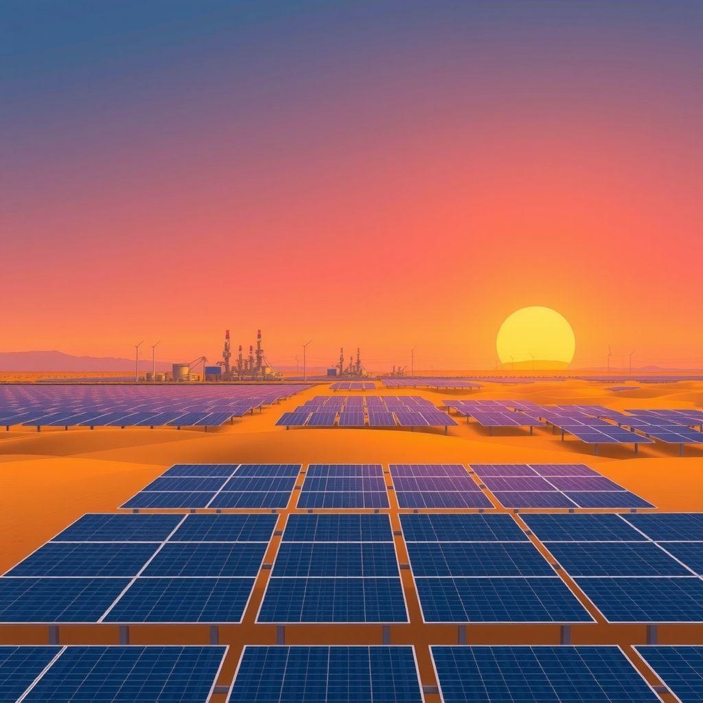 AI-generated illustration: LUT study finds oil exporters can pair renewables with fossil fuel exports