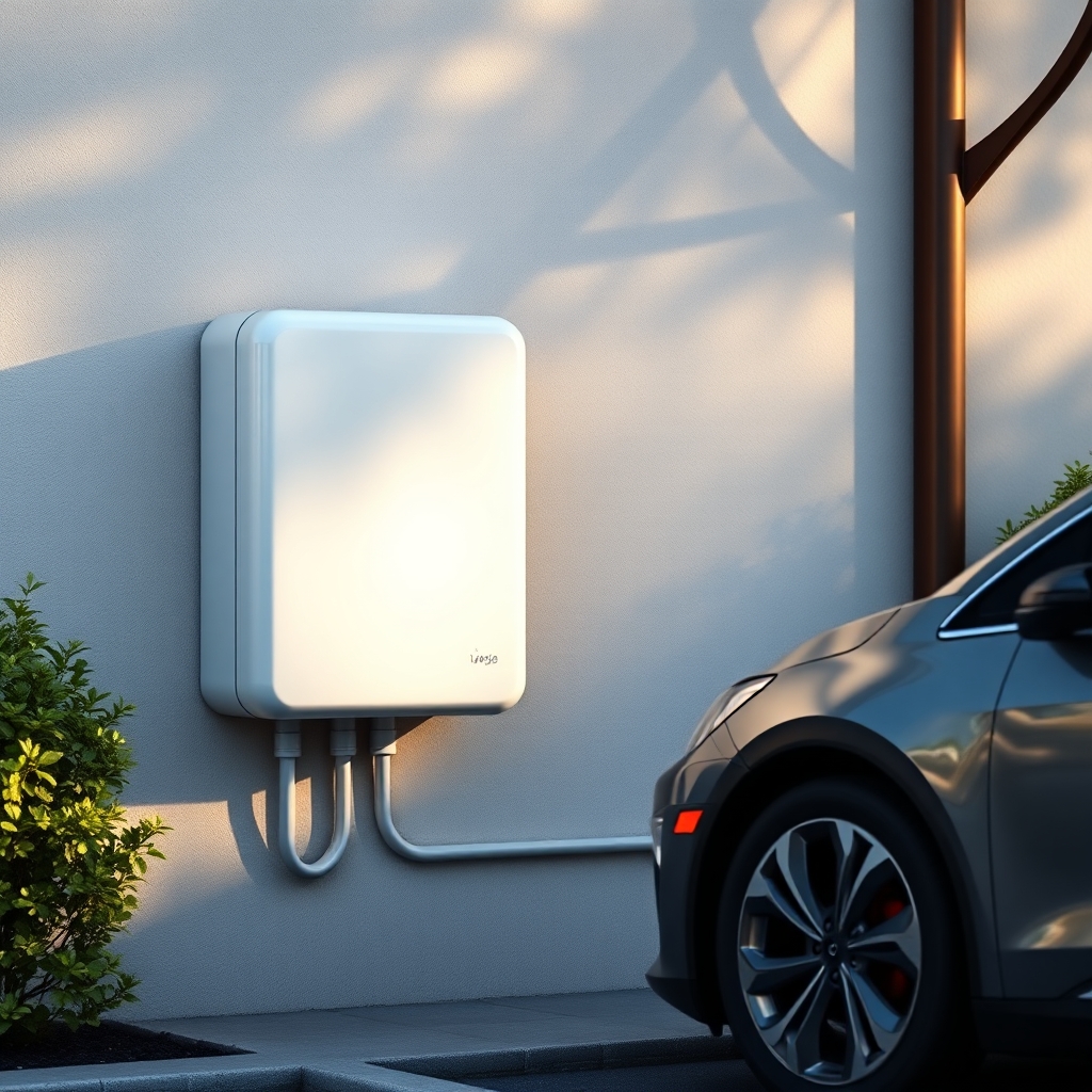 AI-generated illustration: Mova Launches LumeGret S5000 Home Battery with Integrated EV Charging
