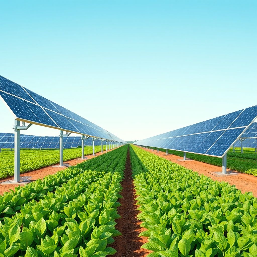 AI-generated illustration: PM-KUSUM 2.0 Draft Seeks Alignment with Farm Schemes, Adds Agrivoltaics