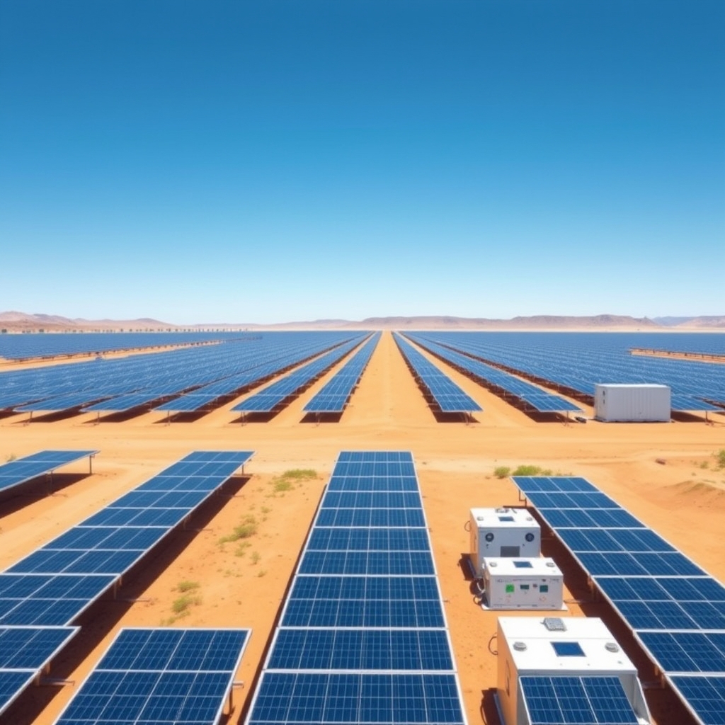 AI-generated illustration: Rajasthan Awards 2.45 GW Solar-Storage Auction at Pugal Park