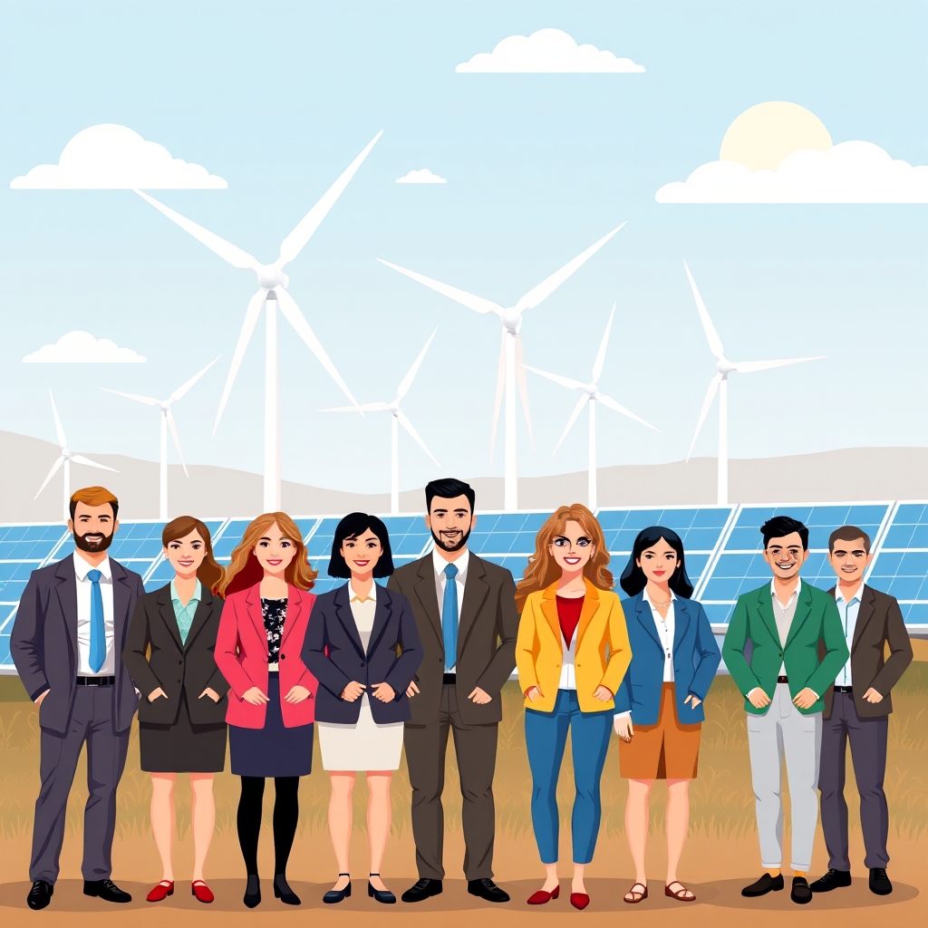 AI-generated illustration: RenewEconomy Maps 2026 Leadership Shifts in Australia’s Green Energy Sector