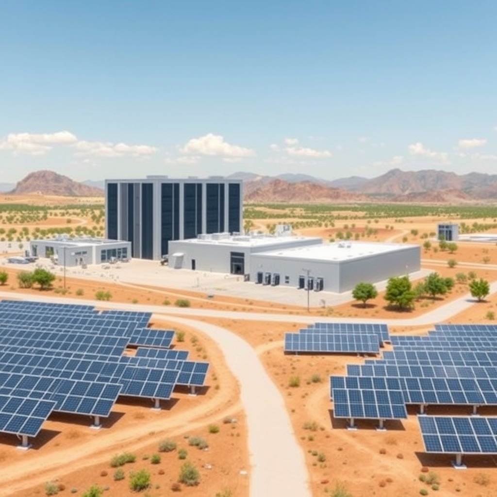 AI-generated illustration: Solaria signs $5.7 billion Uruguay deal for 500 MW data centers and 350 MW solar