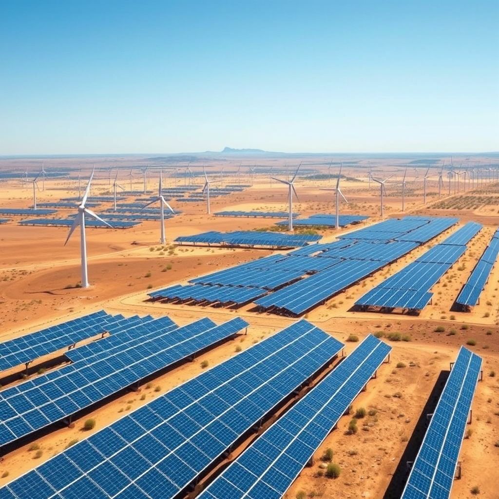 AI-generated illustration: South Australia Unveils 13GW Wind and Solar Proposals Near Whyalla