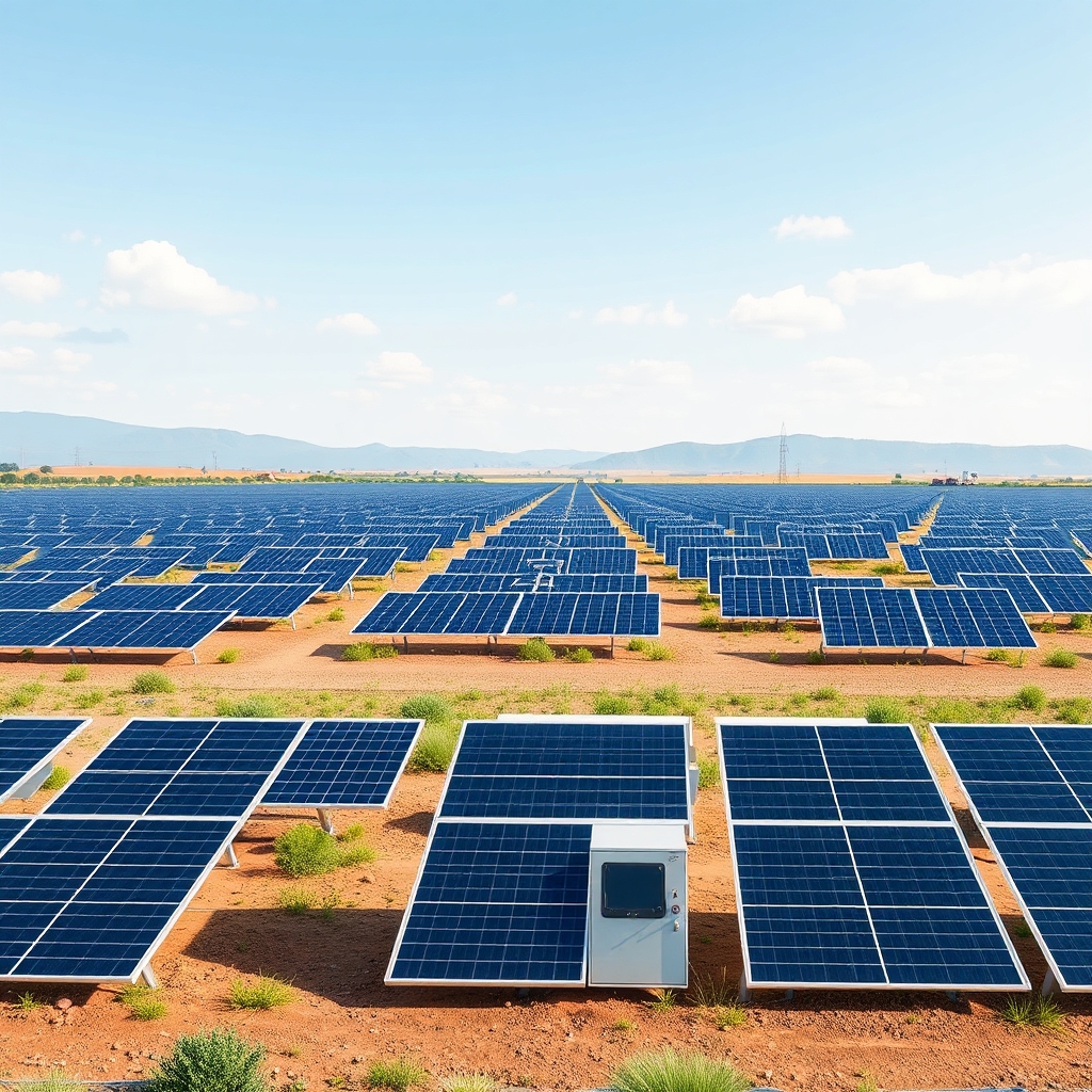 AI-generated illustration: Telangana tenders 3 GW solar with 6 GWh storage