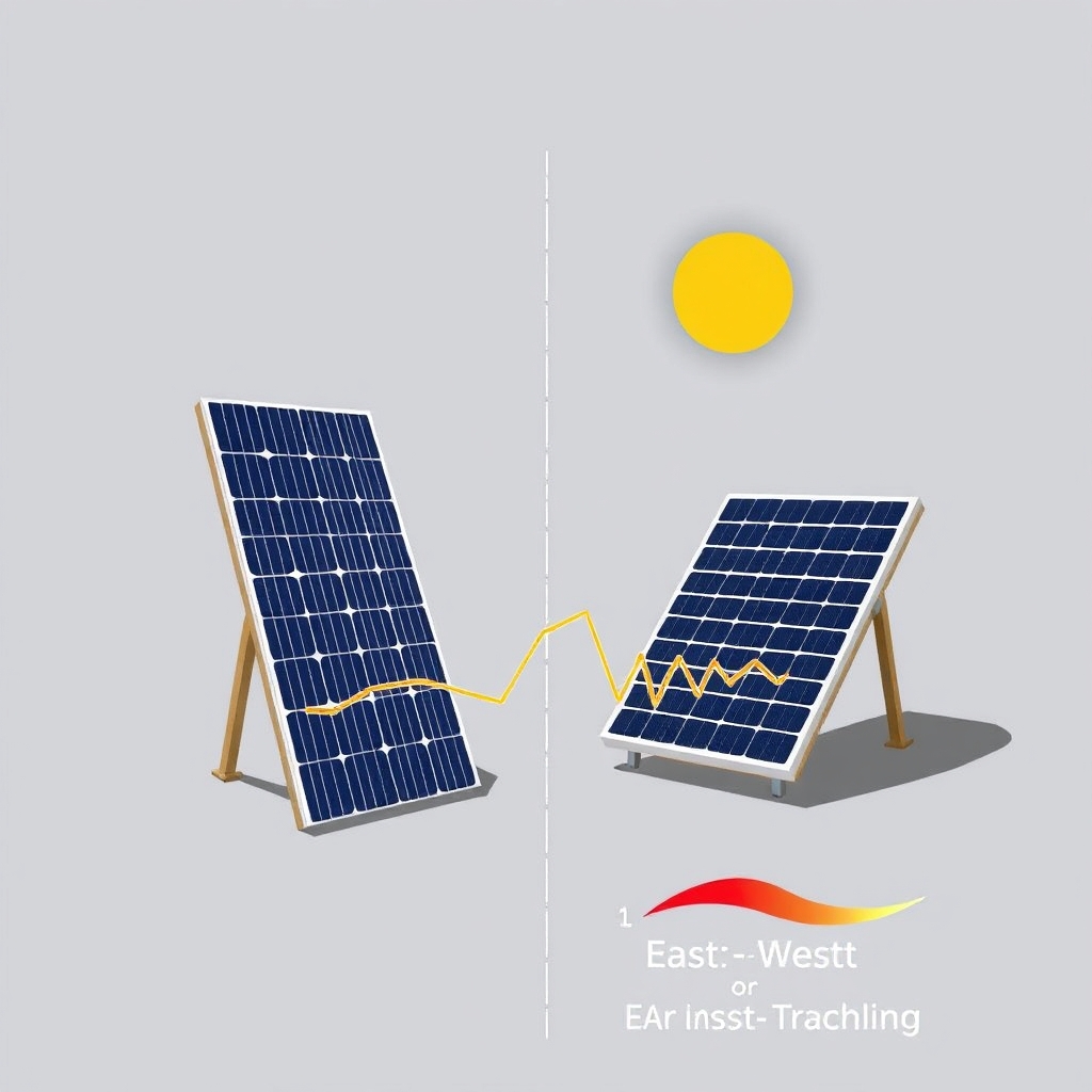 AI-generated illustration: UNSW study finds east-west PV systems degrade slower than trackers