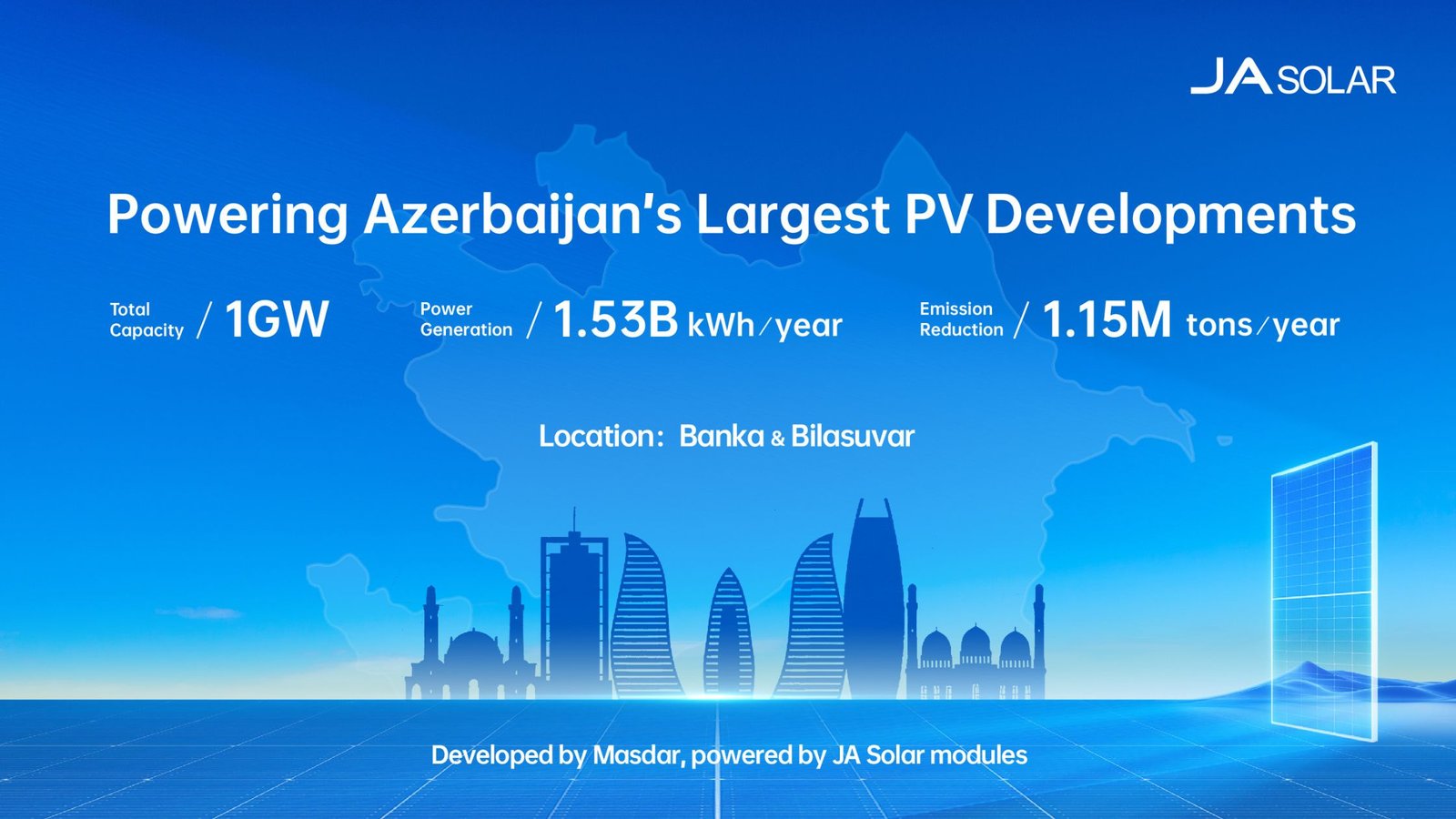 JA Solar and Masdar Launch 1GW Solar Power Initiative in Azerbaijan